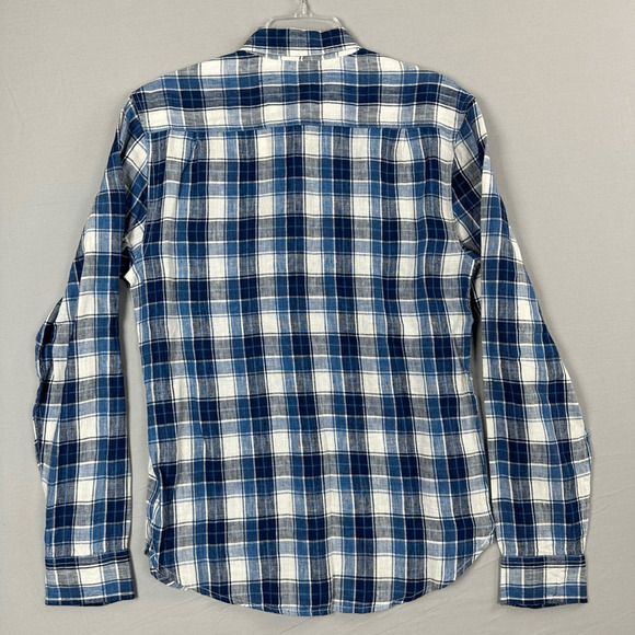 Lucky Brand Linen Shirt Button Front Long Sleeve Plaid Mens Small California Fit - Picture 11 of 11